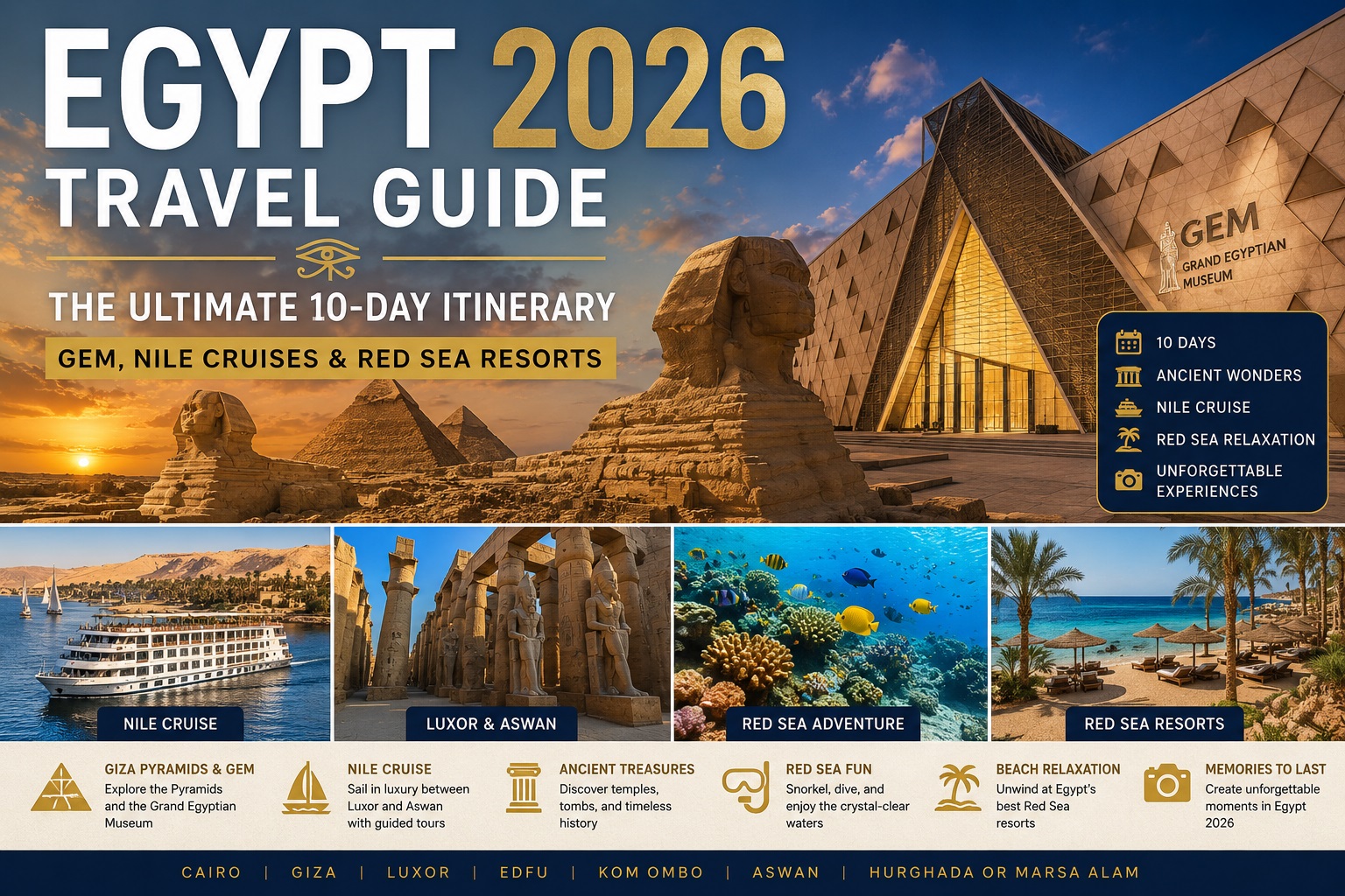 Egypt 2026 Travel Guide The Ultimate 10-Day Itinerary (GEM, Nile Cruises & Red Sea Resorts)