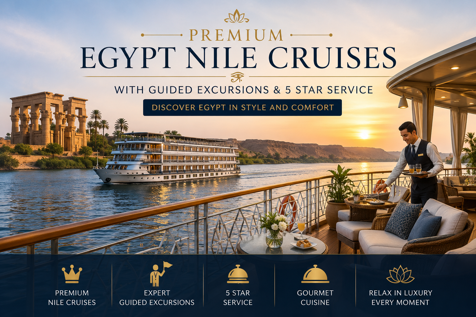 Premium Egypt Nile Cruises with Guided Excursions & 5 Star Service